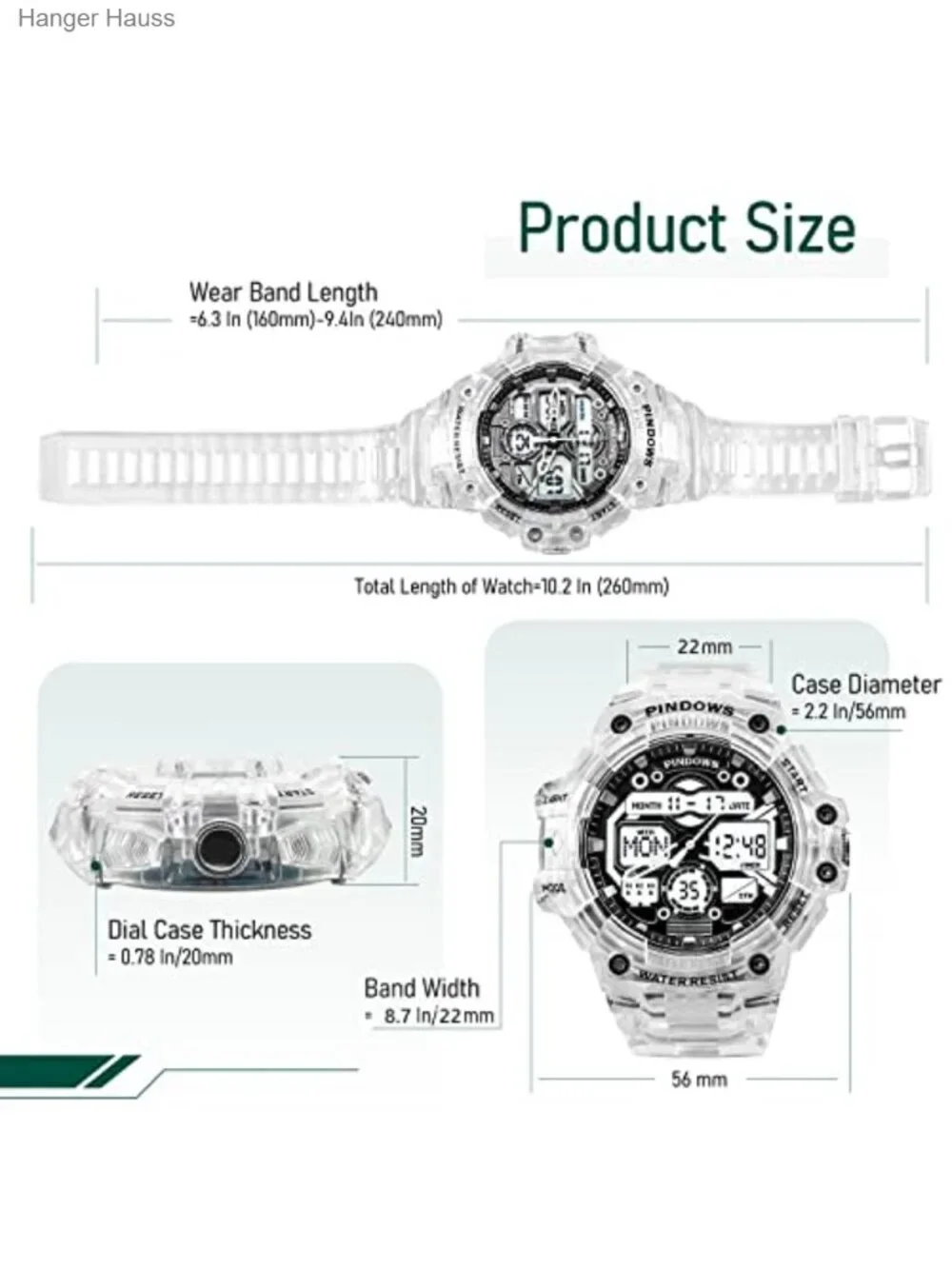 Digital Sport Watch LED Backlight 3 Alarms Stopwatch Countdown Men's Wristwatch